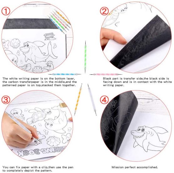 100 Sheets Carbon Transfer Paper, KANOSON Black Graphite A4 Tracing Copy Paper with Embossing Stylus Set, Idea for Wood/Paper/Canvas and Other Art Surfaces Tracing Copy - Image 4
