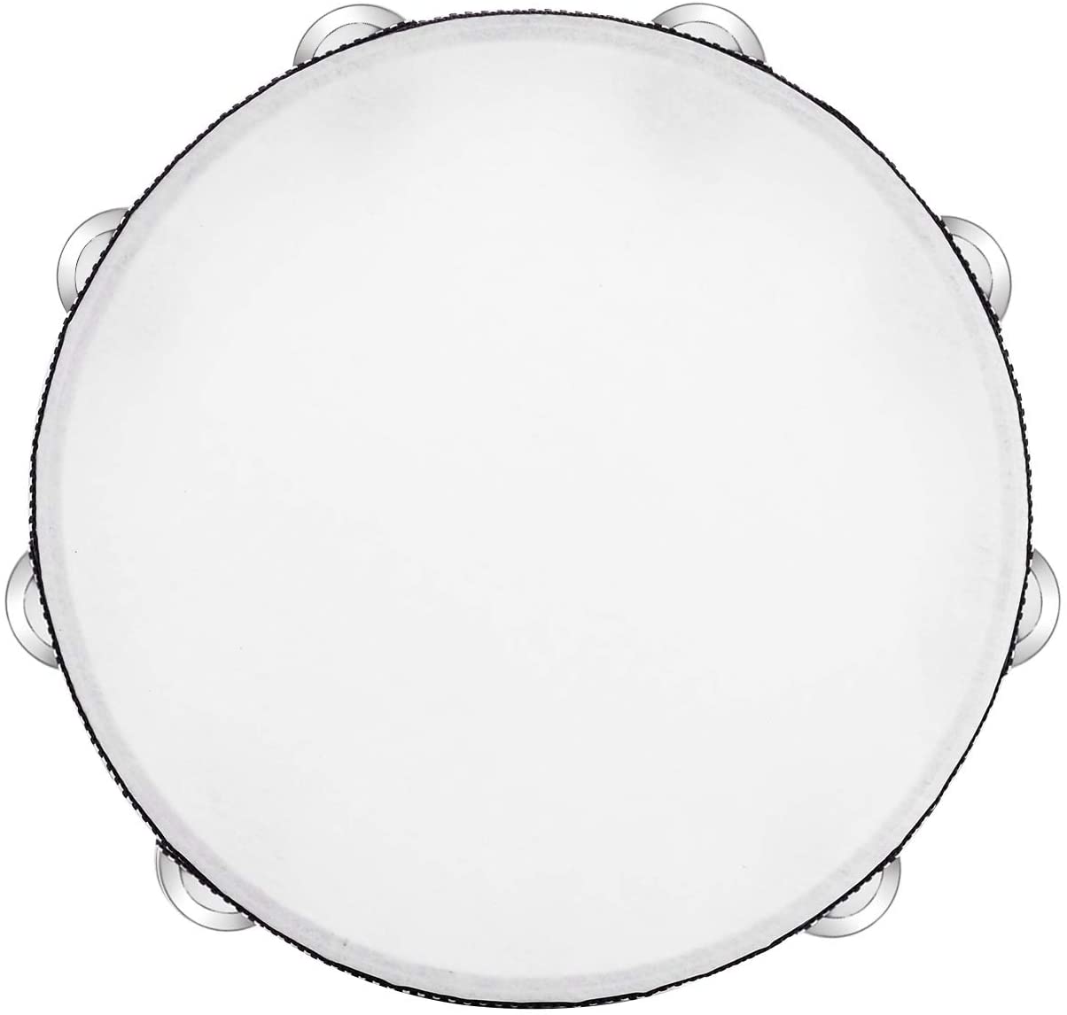 Musfunny Tambourines for Adults 10 Inch: Wooden Tamborine with Single Row Metal Jingles - Image 2