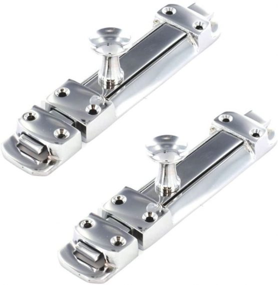 2 x Securit Door Bolt in Polished Chrome 100mm (4")