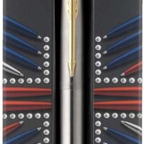 Parker 2131045 Jotter Ballpoint Pen | Stainless Steel with Golden Trim | Medium Point Blue Ink