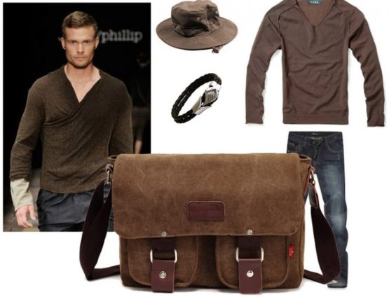 Laptop Bag 14 inch Mens Canvas Leather Messenger Bags Briefcase Crossbody Satchel Shoulder School Bag Travel Hiking Camping Bag ipad Bag Book Bag Satchel School Bag, 32 x 10 x 27cm, Coffe-1 - Image 2