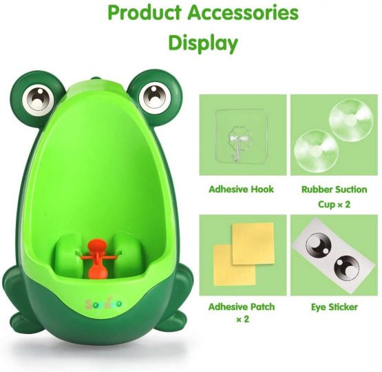 Soraco Frog Baby Potty Training Urinal for Toddler Boy with Funny Whirling Target Green - Image 3