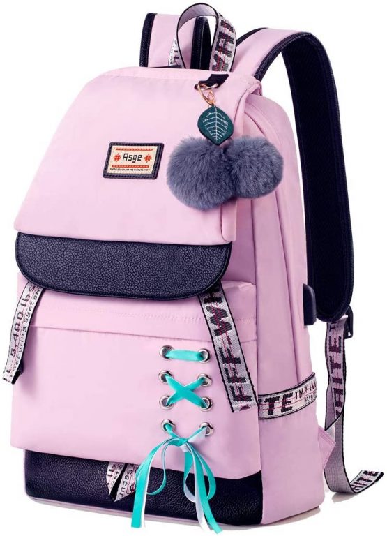Asge Girls Backpack School Bags for Girls Nylon Waterproof College Rucksack Fashion Casual Daypack Women Bookbag Boys Schoolbag Teenagers Durable Unisex Student Backpacks