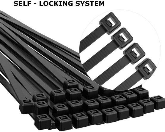 Beshine 500 Pack of Black Cable Ties, 200mm x 3.6mm, 8" Tie Wraps - Self Locking, Strong Nylon Zip Ties for Home Office Garage and Workshop - Image 4