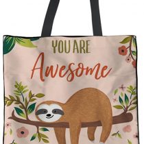 HUGS IDEA Novelty Print Women Linen Tote Bag Casual Shoudler Bag