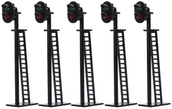 JTD03 5pcs Model Railway 2-Light Block Signal Green/Red HO Scale 6.4cm 12V Led Traffic lights for Train Layout New