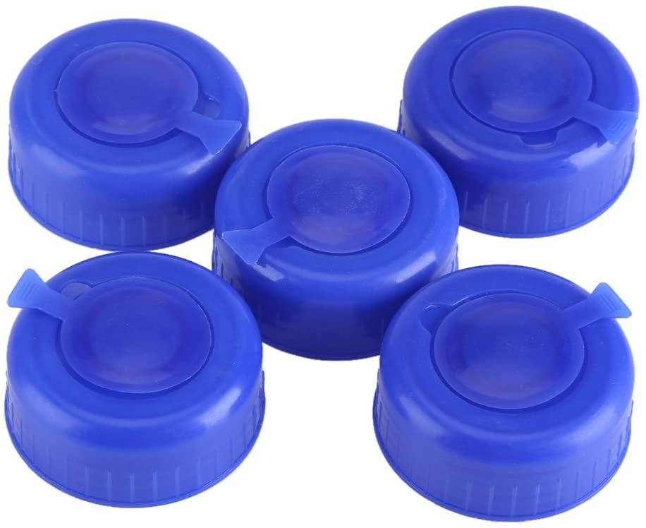 5Pcs Blue 3 & 5 Gallon Water Bottle Screw on Cap Reusable Replacement Anti Splash Lids