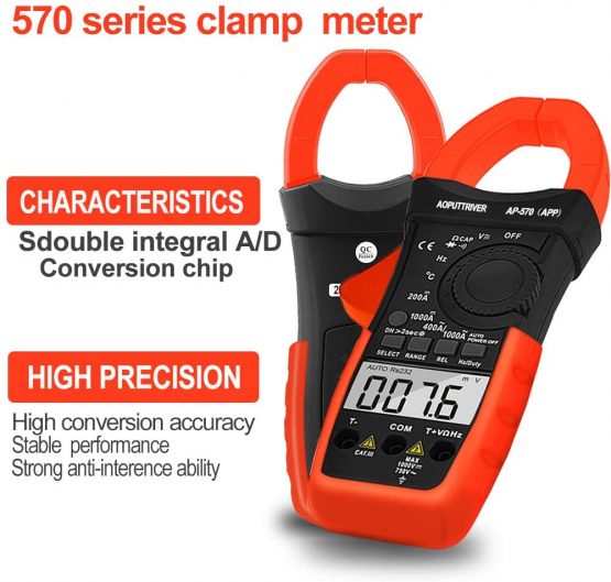 Digital Clamp Meter Bluetooth Multimeter AP-570C-APP 4000 Counts Auto Range AC / DC Voltage Current Resistance Capacitance Frequency Testing LCD Backlight - Image 3