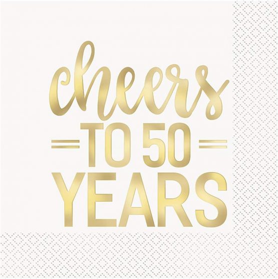 Unique Party 72571 Cheers to 50 Years Luncheon Napkins | Gold Theme | Party Foil Stamped, Paper