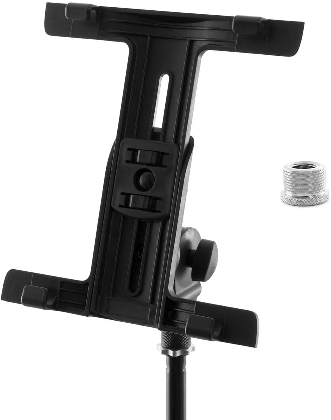 Tiger Tablet iPad Holder Mount for Microphone Stand with Thread Adaptor, Black