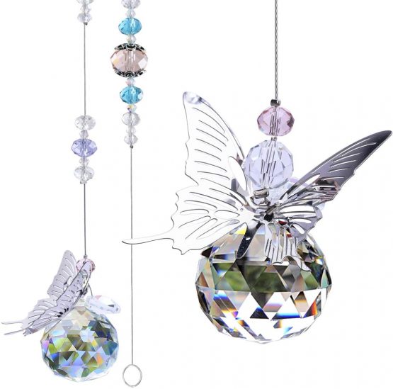 30MM Crystal Ball Prism Rainbow Maker Hanging Suncatcher Window Butterfly Decor Gift