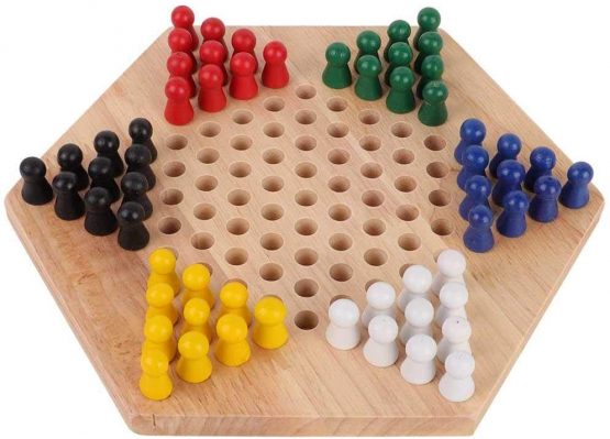 Alomejor Children's Checkers Early Education Intellectual Toys Jumping Chess Board Wooden Quality Chinese Checkers Table Games Teaching Aids