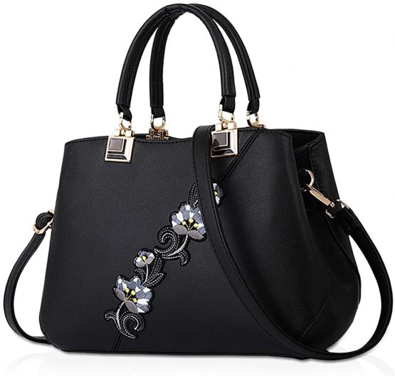 NICOLE & DORIS Handbags Fashionable Women's Handbags for Ladies Flower Pattern Crossbody Bags Splicing Color Shoulder Bags Black