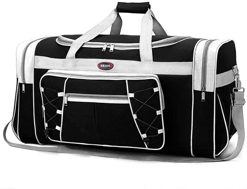 Travel Duffle Bags for Men Weekender Over Night Carry On Bag Lightweight Extra Large Oxford Duffel Gym Sturdy Luggage Water-Proof for Men & Women 26" (Blue Gold)