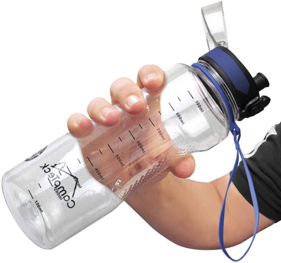 CampTeck 1 litre water bottle (1000ml - 34 fl. oz.) Sports Drinks Bottle BPA Free Tritan - Leak Proof Flip Lock Lid - with Carry Strap - Image 3