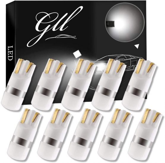 GLL T10 LED Bulbs White W5W 501 LED Bulbs 3030-1SMD with Lens 60 Lumens for Car LED Lights Bulbs Side Light Bulbs Number Plate Light Parking Light Interior Light (Pack of 10)