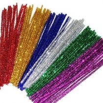 Kids B Crafty 100 Glitter Pipe Cleaners 29cm x 6mm Assorted Colours (50% More Tinsel On Each Pipe Cleaner)