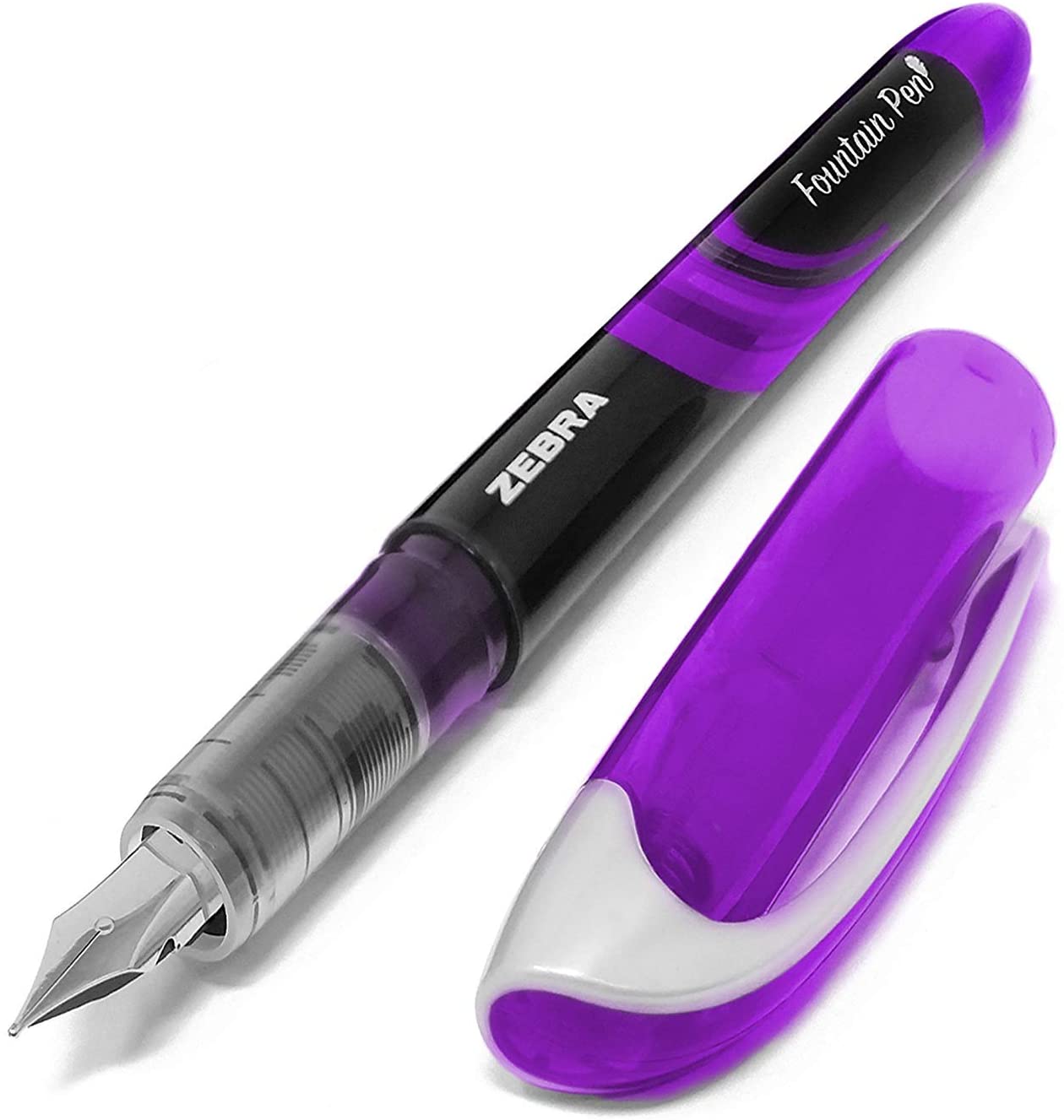 Zebra Fuente - Disposable Fountain Pen - One of Each Coloured Ink - Pack of 7, Black,Blue,Green,Purple, 1 count (Pack of 7) - Image 3