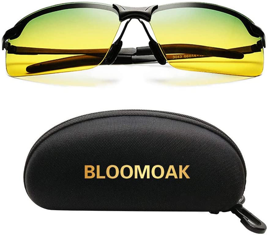 B BLOOMOAK Day Night Driving Glasses- Anti-Glare Night Vision Glasses Men Polarized Sunglasses for Fishing Driving Filter Dazzling Glare from Headlights