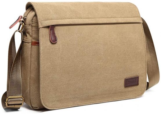 Kono Messenger Bags, Men's Canvas Shoulder Bag Retro Laptop Briefcase with Multiple Pockets for School Travel Business, Fits for 13 Inch Laptop