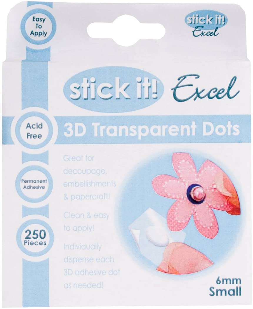 Stick it Small Excel 3D Transparent Dot, Small (6 mm)