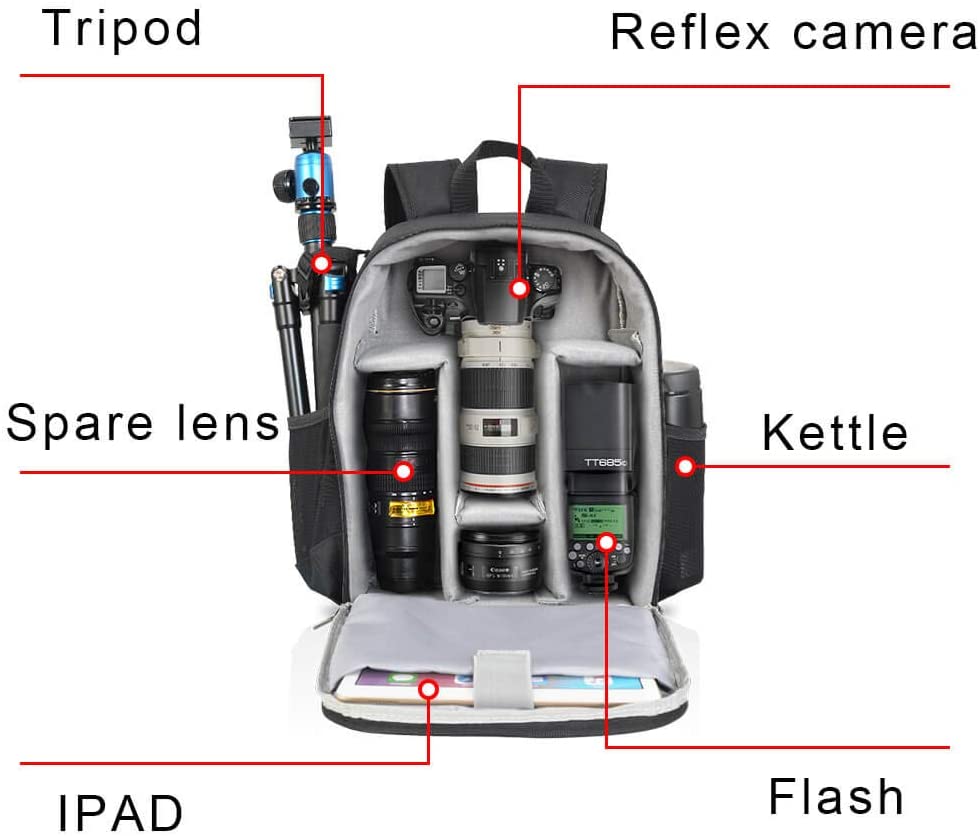 CADeN Camera Backpack camera case bag Waterproof Anti Theft Photography Travel rucksack for DSLR SLR Nikon Canon Sony - Image 2