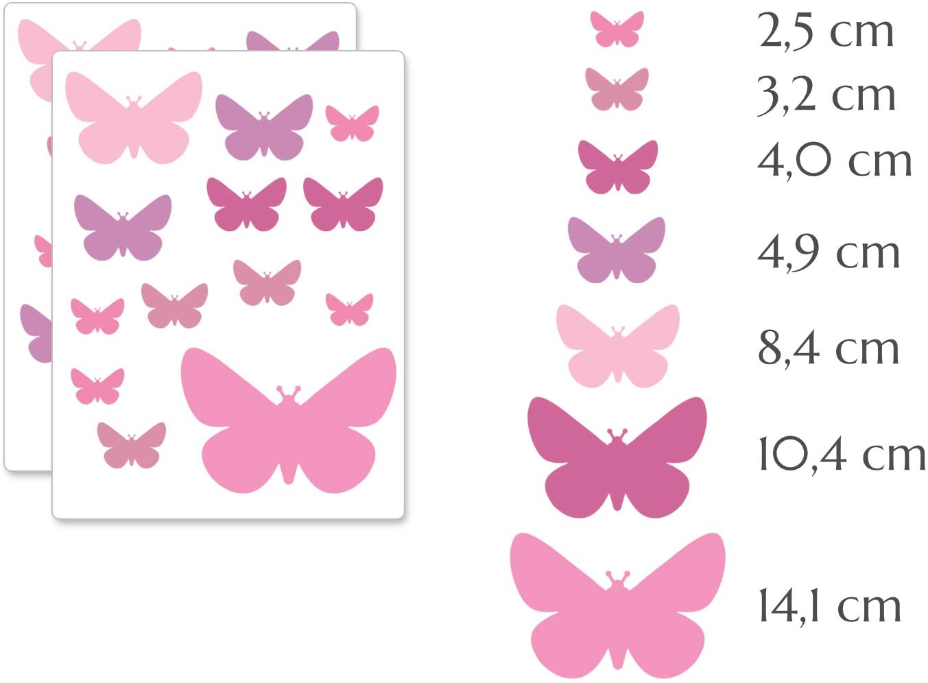 PREMYO Set of 25 Butterfly Wall Stickers Kids - Nursery Decor Easy to Apply - Decals for Bedrooms for Girls Pastel Rose - Image 2