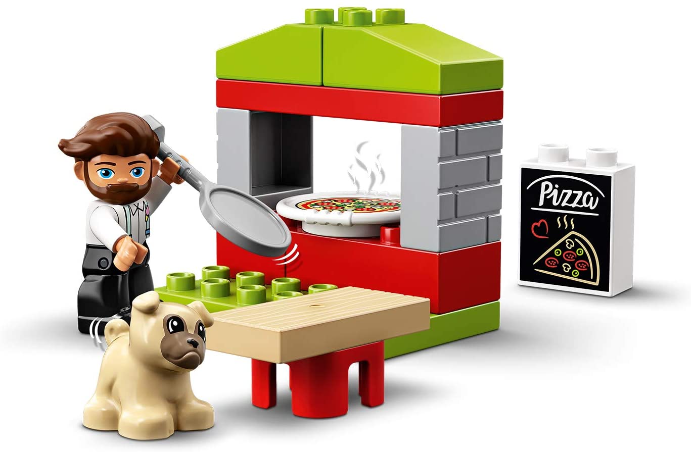 LEGO 10927 DUPLO Town Pizza Stand Playset with Pizza and Dog Figure, Large Bricks, Early Development Toy for Toddlers 2+ Year Old - Image 2