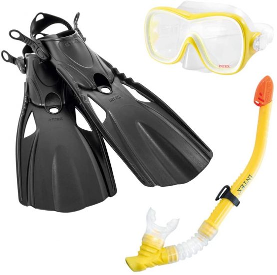 Intex 55658 Wave Rider Snorkel Mask & Flippers Adults Diving Snorkelling Set