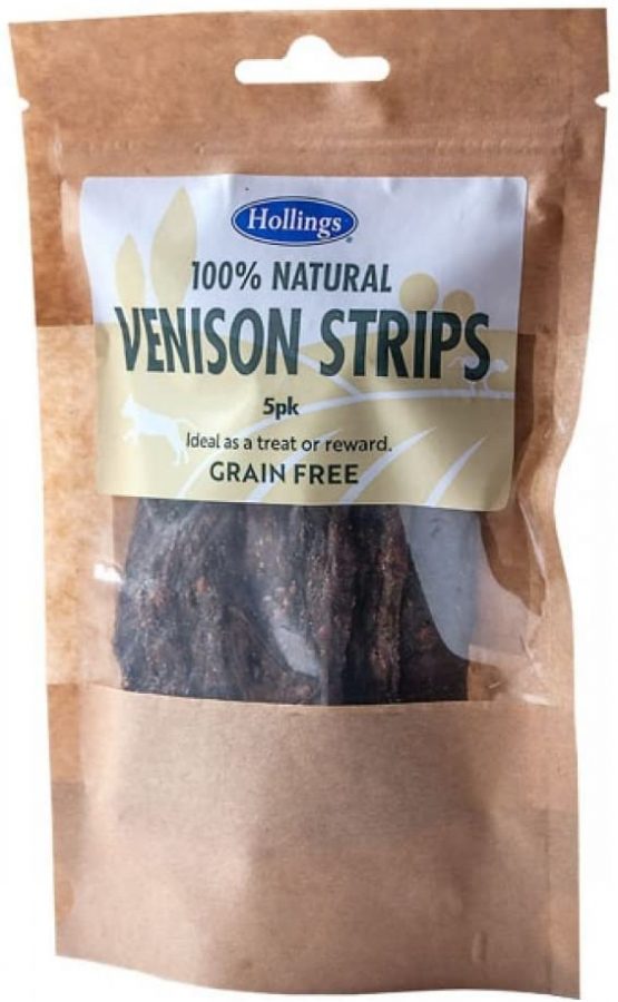 Hollings 100% Natural Venison Strips, 50 g, transparent
