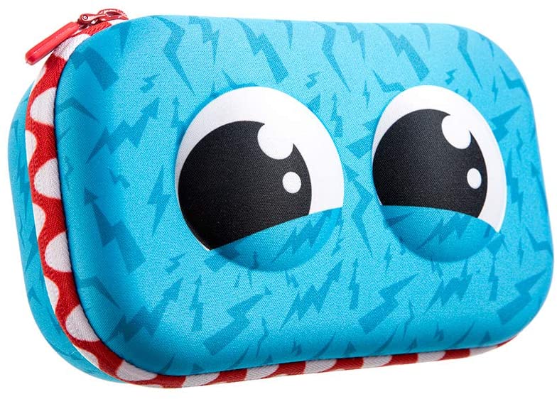 ZIPIT Wildlings Pencil Box for Kids Large Capacity Fun Pencil Case for School Stationery Organizer Box, Blue