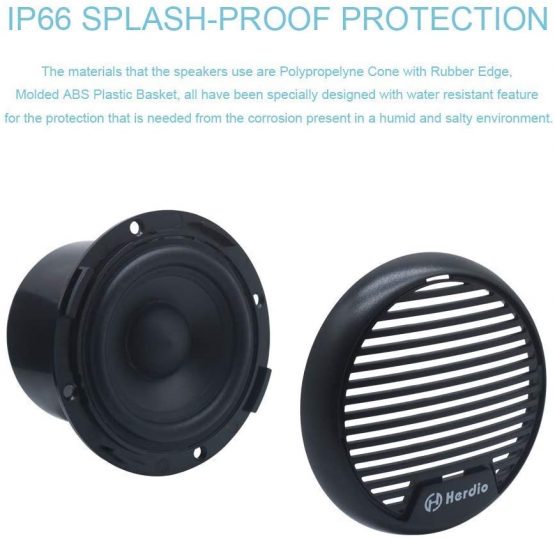 Herdio 140W 3 inches Waterproof IP66 Weather Proof Coaxial Boat Speakers Marine Stereo Outdoor Loudspeaker System Set for Car Van Truck Tractor Caravan Motorhome - Image 4
