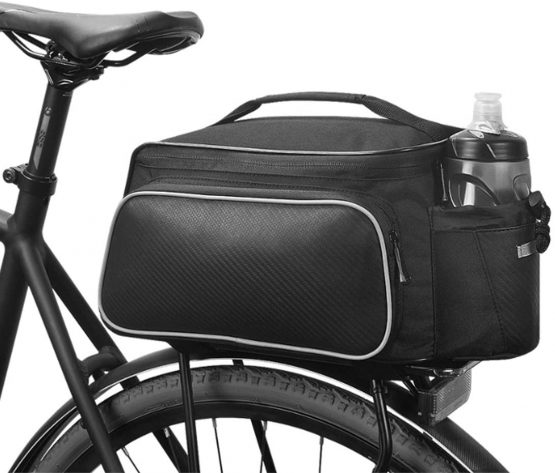 XPhonew 12L Waterproof Bike Rear Rack Bag Back Seat Pannier Trunk Bag for Outdoor Sport Mountain City Road MTB Bicycle Accessories Shoulder Handbag Bag Pannier with Water Bottle Packet - Black