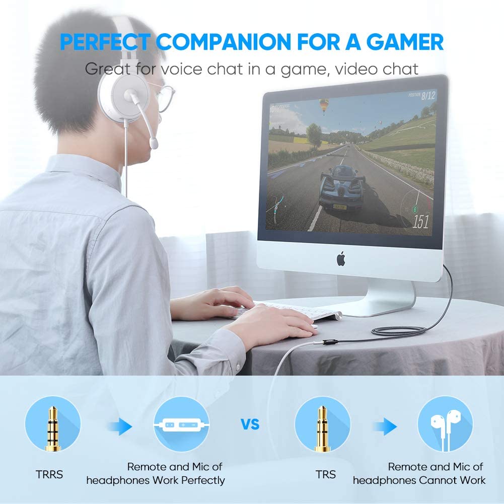 UGREEN 3.5mm Extension Cable 3.3FT Braided 4-Pole Mic Stereo Audio TRRS Headphone Aux Mini Jack Male to Female Extender for Laptop iPhone iPad TV Speaker PS4 PS5 Xbox Soundbar Gaming Headset MP3 (1M) - Image 3