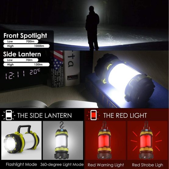 Rechargeable Led Torch, Multi-functional Camping Light, Camping Lantern with 6 Modes, Waterproof Outdoor Spotlight Searchlight Flashlight - Image 2