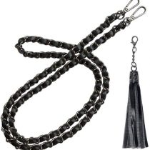 BEAULEGAN Purse Leather Chain Strap Replacement for Handbag Crossbody or Shoulder Bags, 130 cm Long (Black Gunmetal)