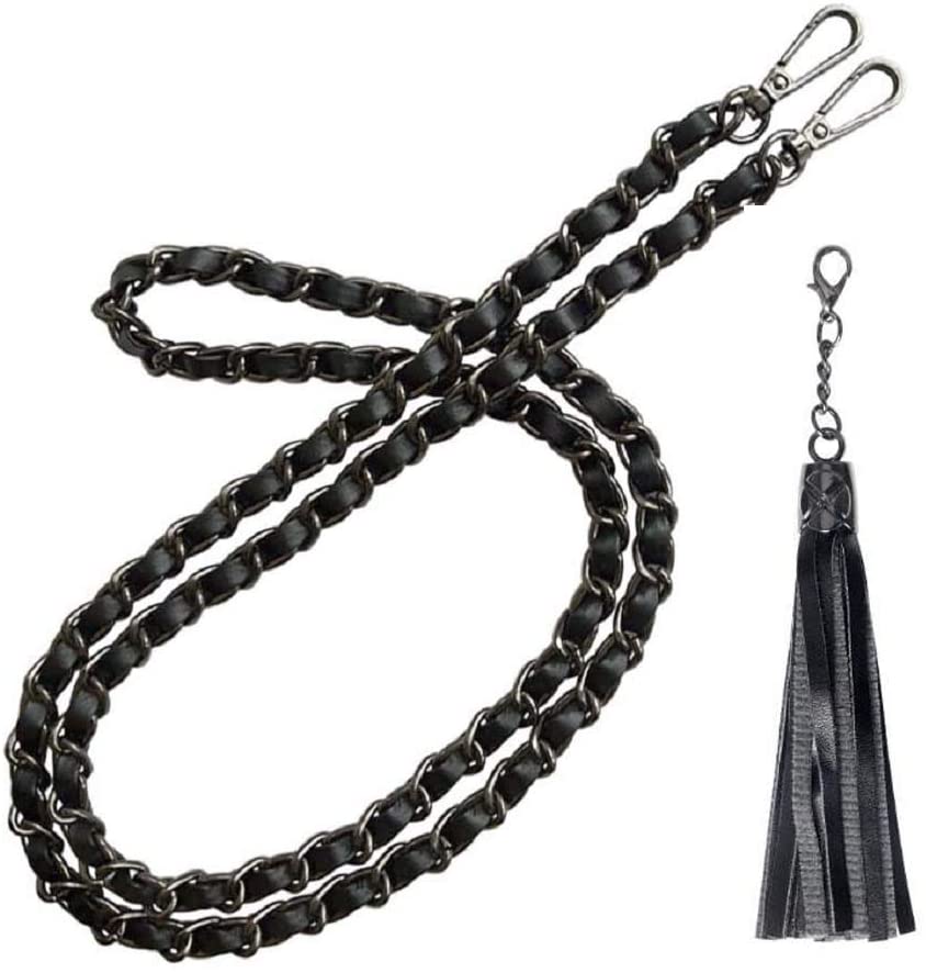 Black Gold 130 cm Long BEAULEGAN Leather Chain Strap Replacement for Women Handbag Purse Crossbody or Shoulder Bag