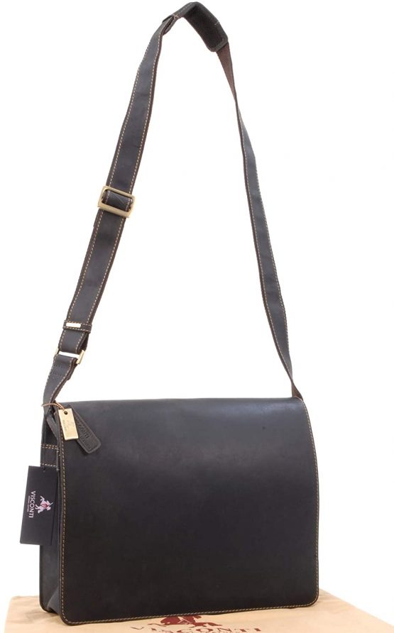 VISCONTI - Laptop Messenger Shoulder Bag - 13 to 14 Inch Laptop Bag - Hunter Leather - Office Work Organiser Bag - Multiple Pockets - 18548 - HARVARD - Oil Brown - Image 3