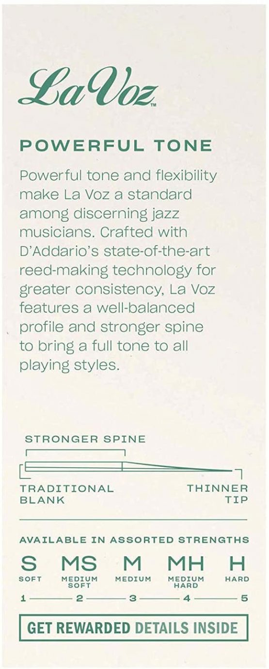 La Voz Baritone Saxophone Reeds, Medium Hard, 5 Pack - Image 2