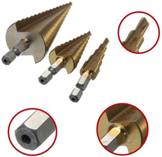 Malayas 3Pcs HSS Step Cone Drill Titanium Coated Hole Cutter Bit Set 4-12 20 32mm Tools Accessories - Image 2