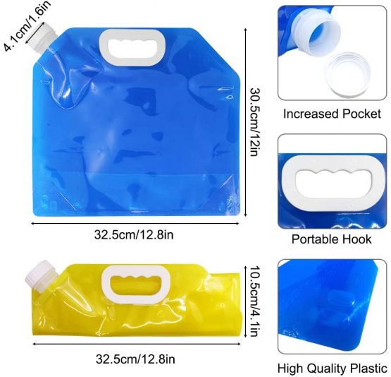 maxin 5 Litres Collapsible Water Container，BPA Free Plastic Water Carrier Folding Water Bag Set of 3 for Outdoor Camping Backpacking Hiking. - Image 3