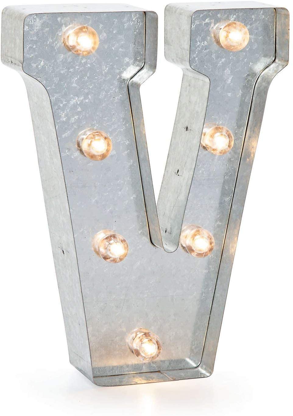Darice Metal Marquee Letter 9.875-inch, V, Galvanized Silver, 9"