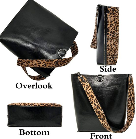 FiveloveTwo Women 2Pcs Leopard Print Shoulder Bag Set PU Leather Satchel Totes Handbag Purse - Image 4