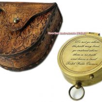 Roorkee Instruments (INDIA) Ralph Waldo Emerson Quote Solid Brass Compass with Anchor Embossed Leather Case