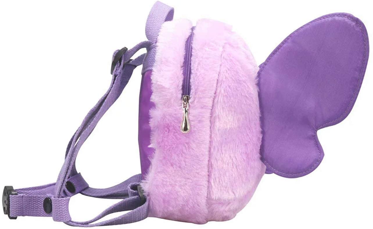 OMALOO Baby Walking Safety Harness Reins Belt Kid Child Toddler Backpack Bag with Butterfly Pattern for 1-3 Years Girls (Fluff Purple) - Image 4