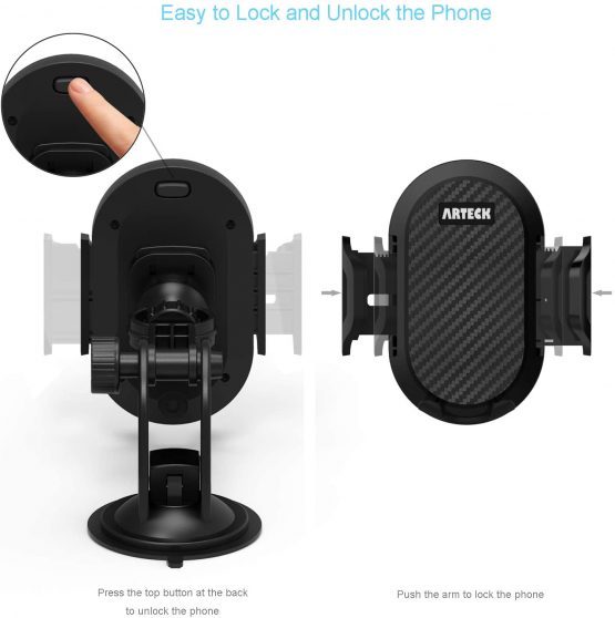 Arteck Car Mount, Universal Mobile Phone Car Mount Holder 360° Rotation for Auto Windshield and Dash, for Cell Phones Apple iPhone 13, 13 Pro, 12, 12 Pro, 11, 11 Pro, Xr, Xs, Android Smartphone, GPS - Image 2