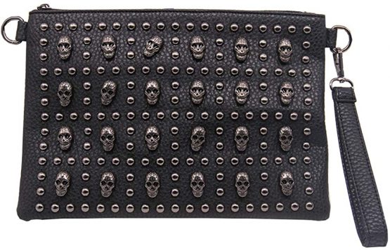 Chikencall® Women Classic Gothic Skull Rivet Clutch Purses Punk style Studded Shoulder Cross-Body Bag - Image 3