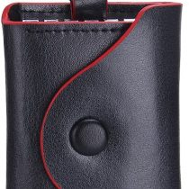 Contacts Mens Genuine Leather Cowhide Car Key Case Card ID Holder Wallet Black