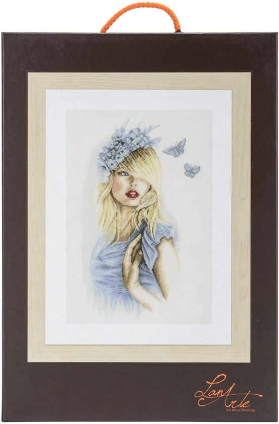 Lanarte Counted Cross Stitch KIT Blue Butterflies (Linen)