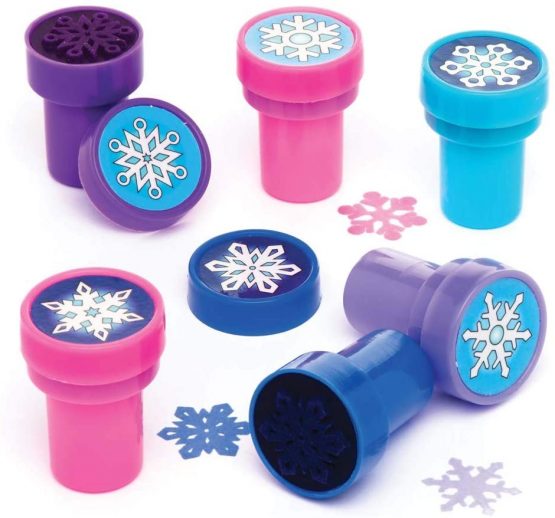 Baker Ross AR771 Self Inking Snowflake Stamps for Kids Card Crafts and Homemade Christmas Activities (Pack of 10), Assorted